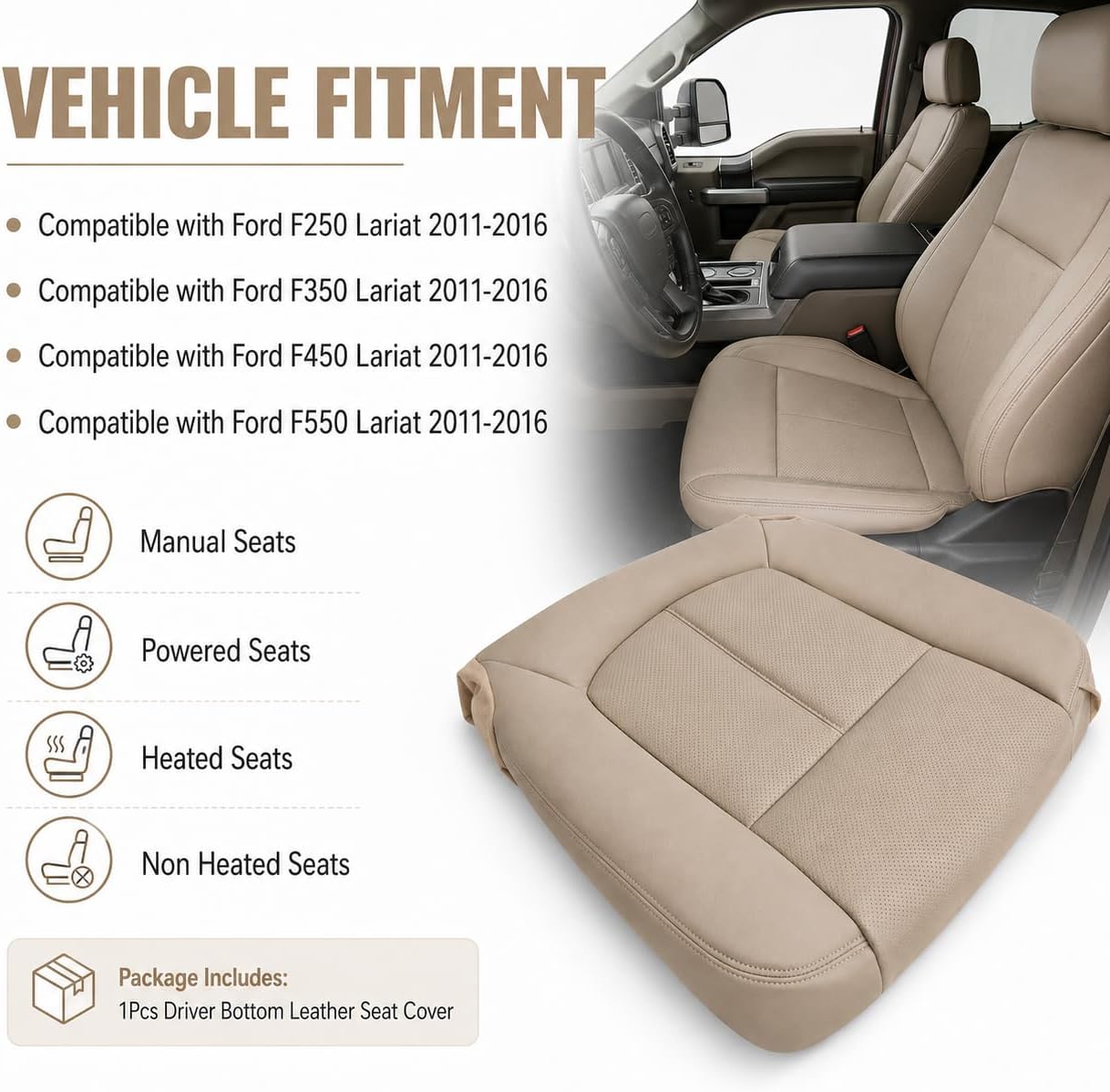 Funda asiento conductor piel microfibra perforada Ford F250