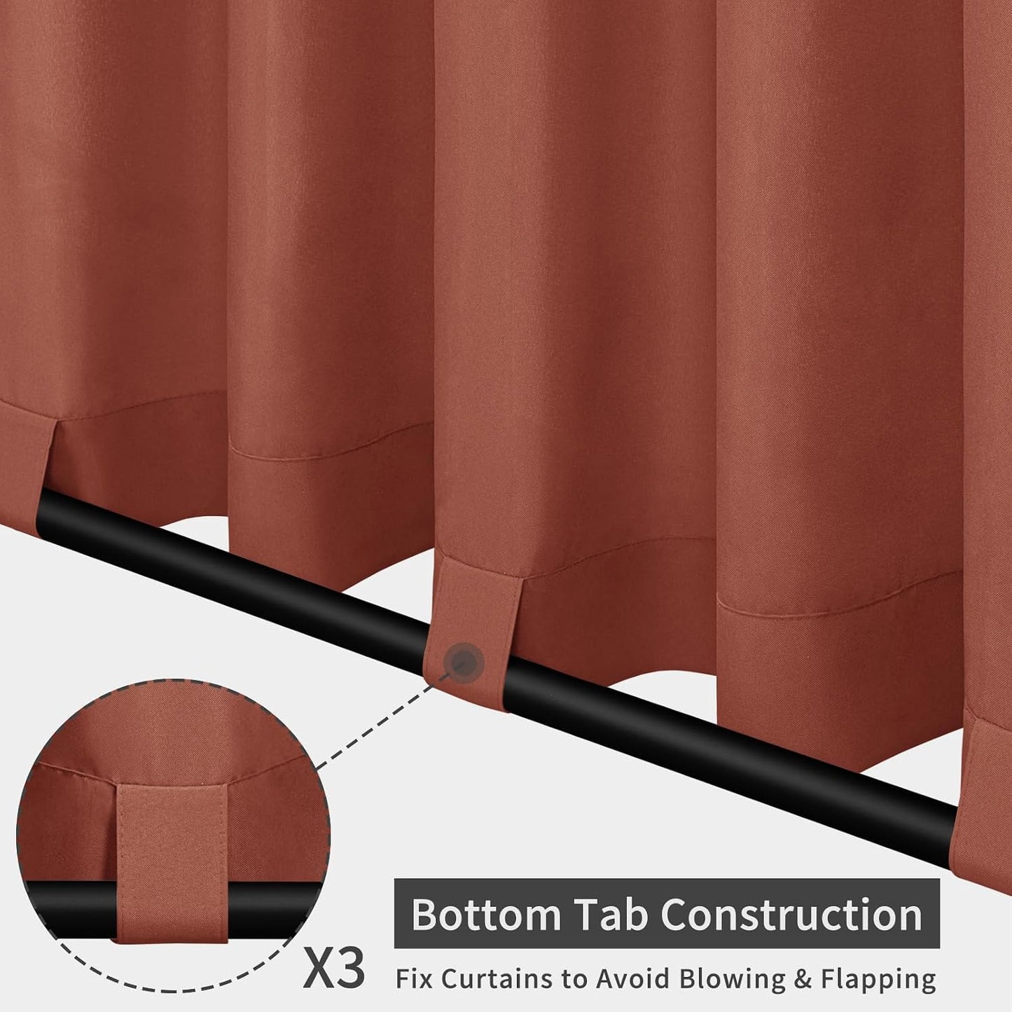 Cortinas exterior desmontables 54pulg con pestaña 2 paneles