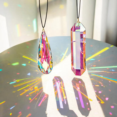 2 Atrapasoles Cristal 4.7pulg Prisma Arco Iris Decoración