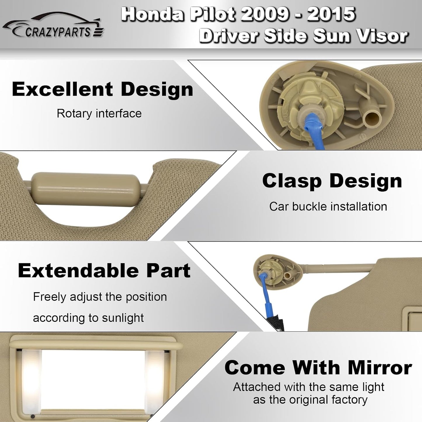 Visera sol conductor y pasajero Honda Pilot 09-15 color