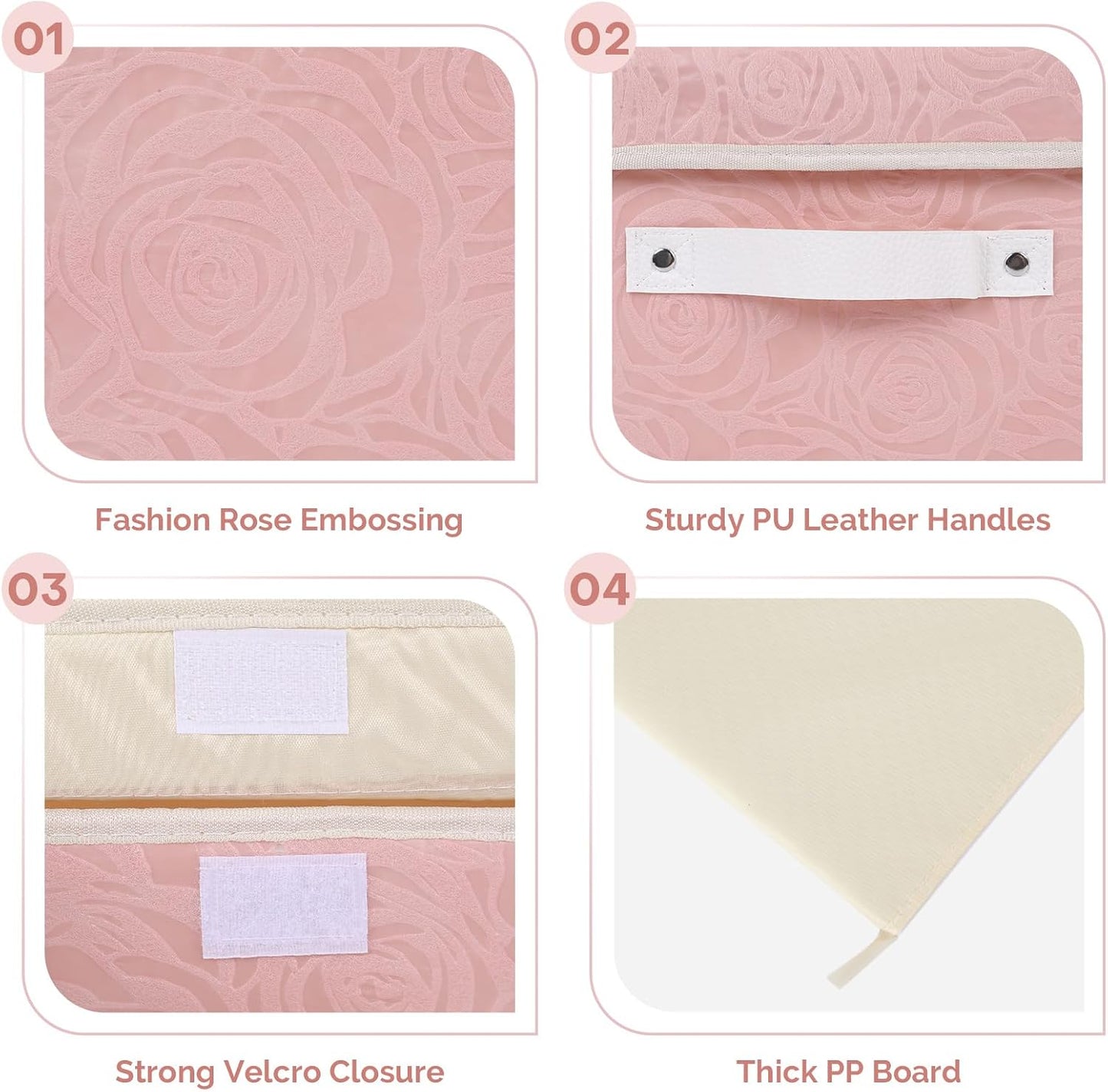 Cajas almacenamiento decorativas con tapa rosa plegables