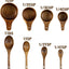 Juego tazas y cucharas medidoras madera acacia grabadas