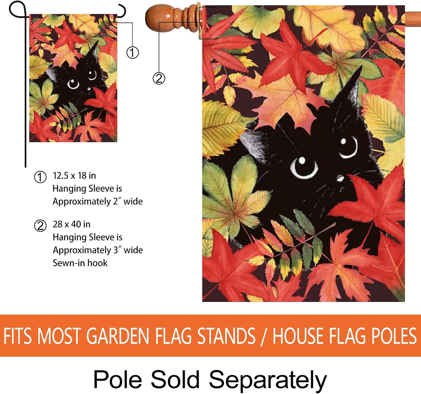 Bandera doble cara hojas arce otoño 28x40pulg