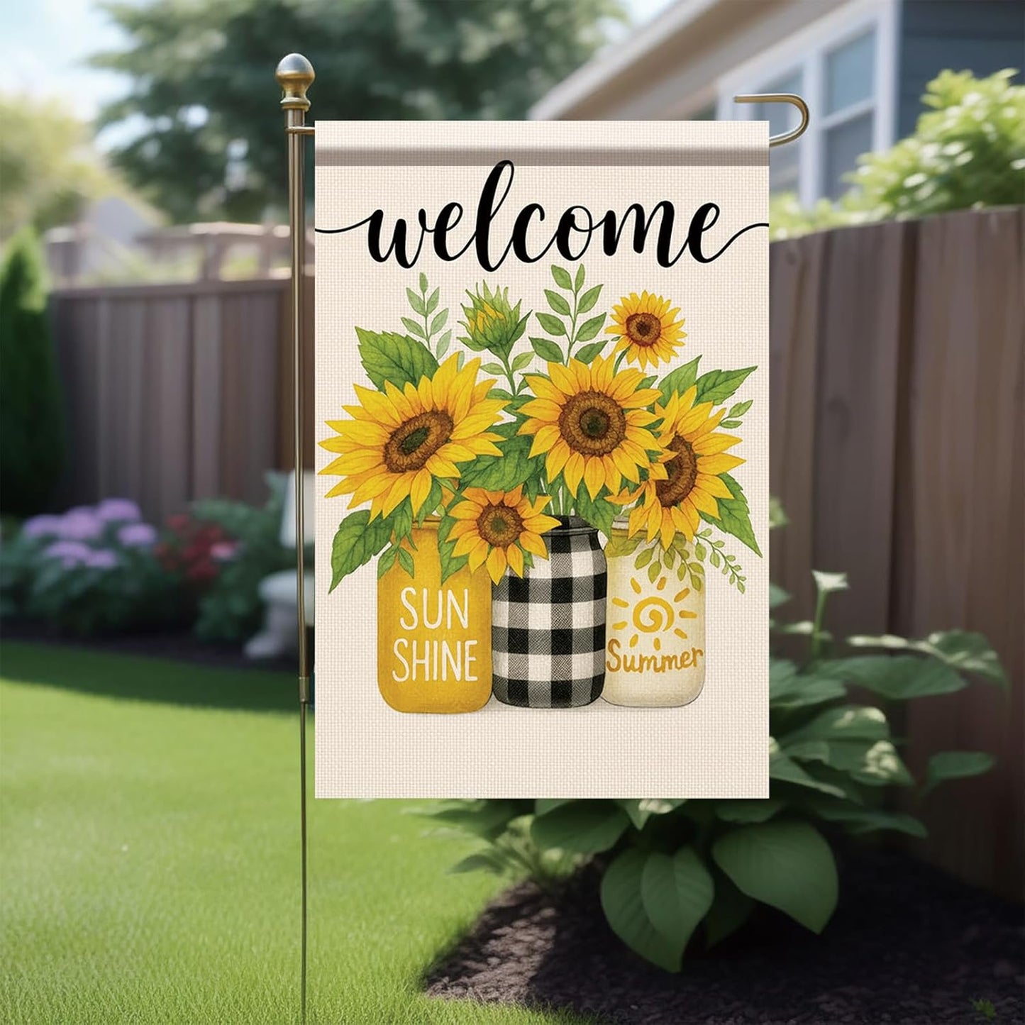 Bandera jardín primavera verano pancarta floral girasol 12x18pulg