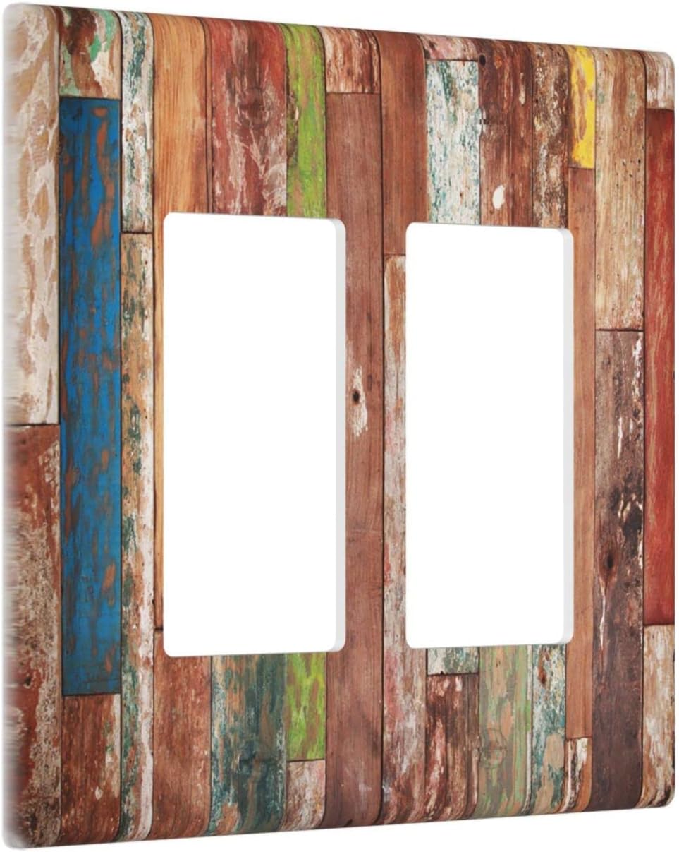 Placa interruptor doble 2 gang madera rústica decorativa