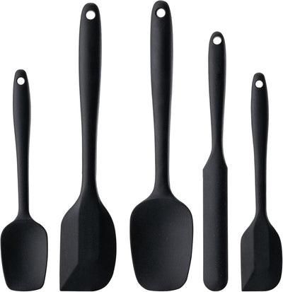 Set 5 Espátulas Silicón Alimenticio Antiadherente Negro
