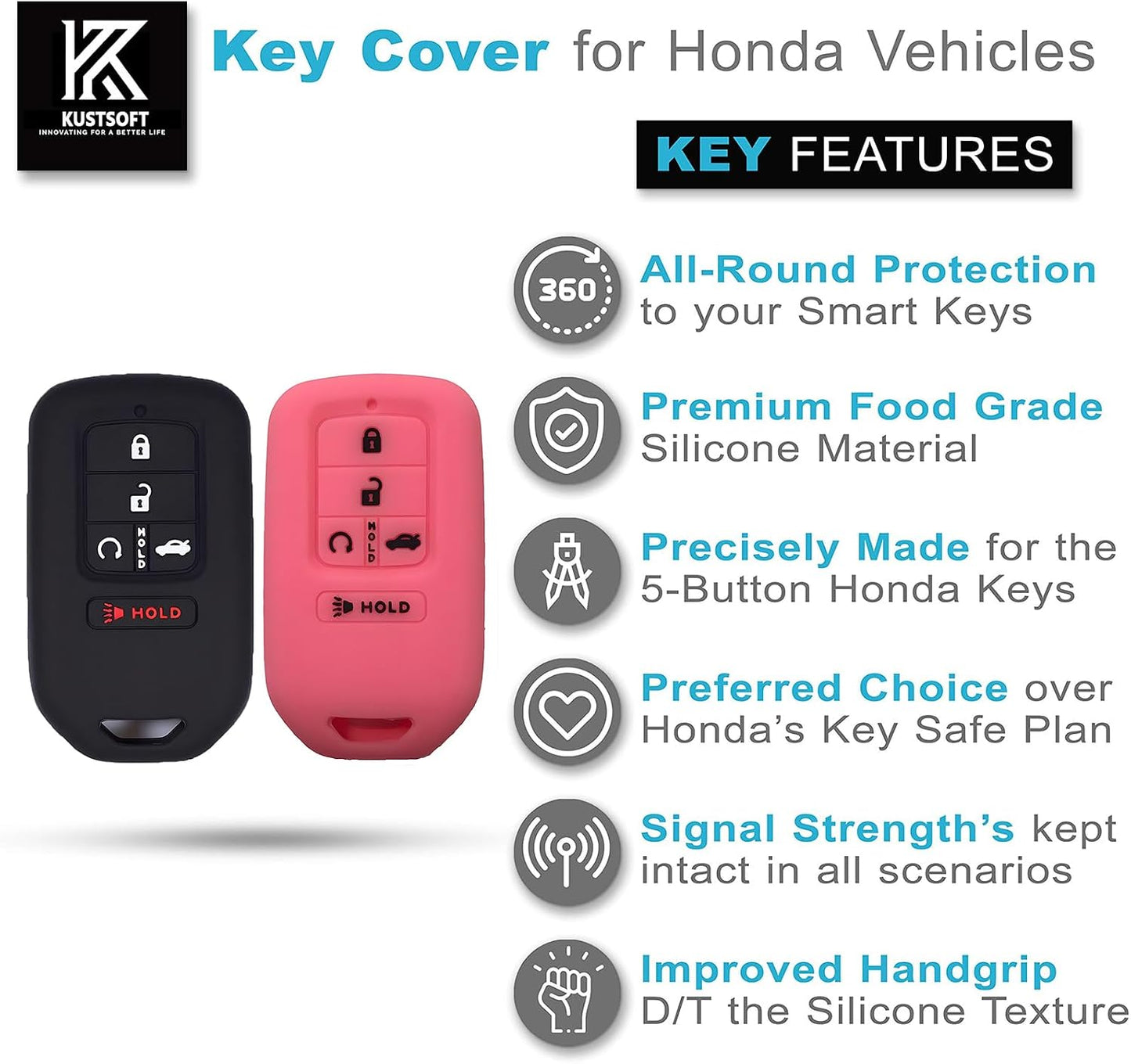 Funda silicona llavero Honda Accord Civic CR-V 2pzas negro rosa
