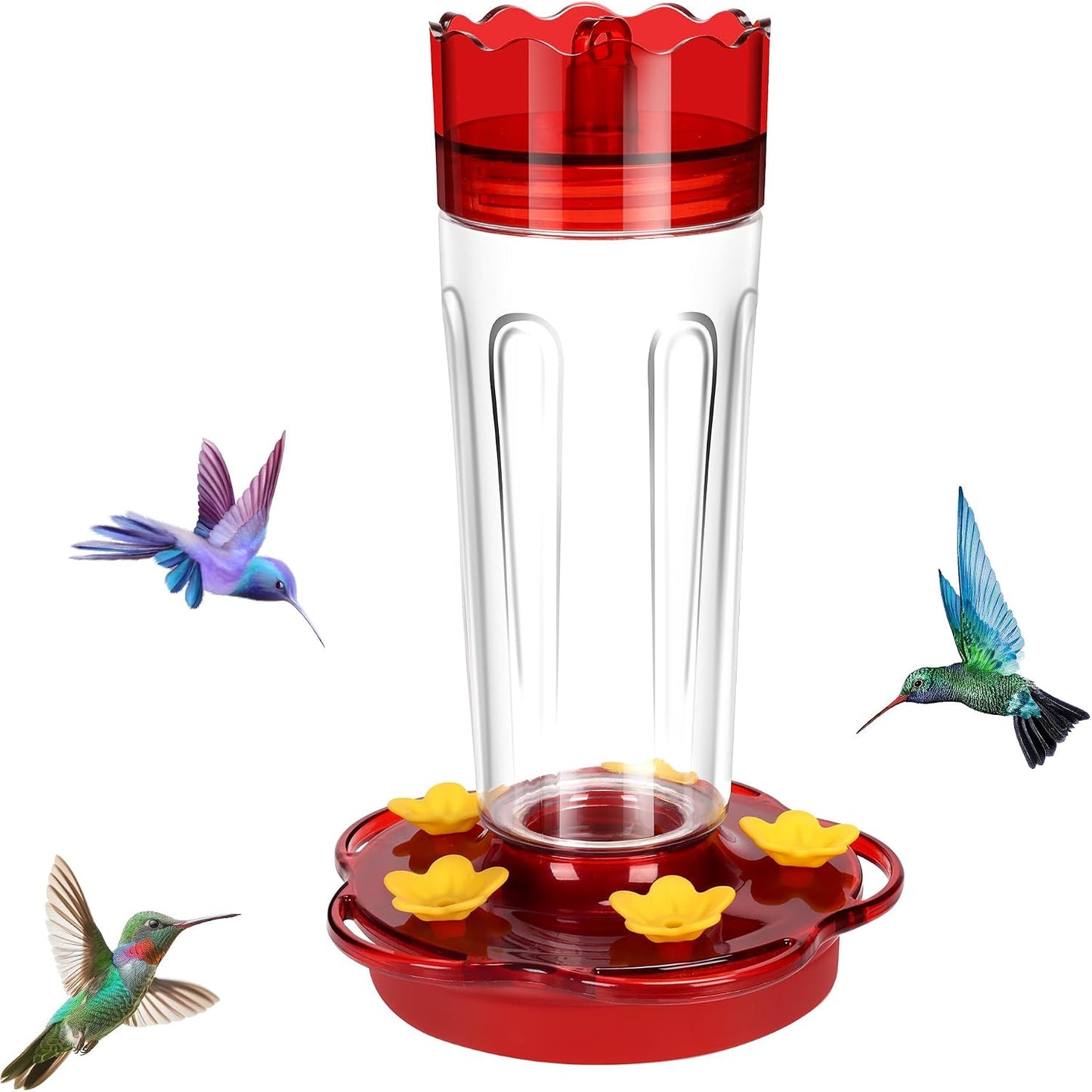 Comedero vidrio colibríes 15oz 5 puertos rojo