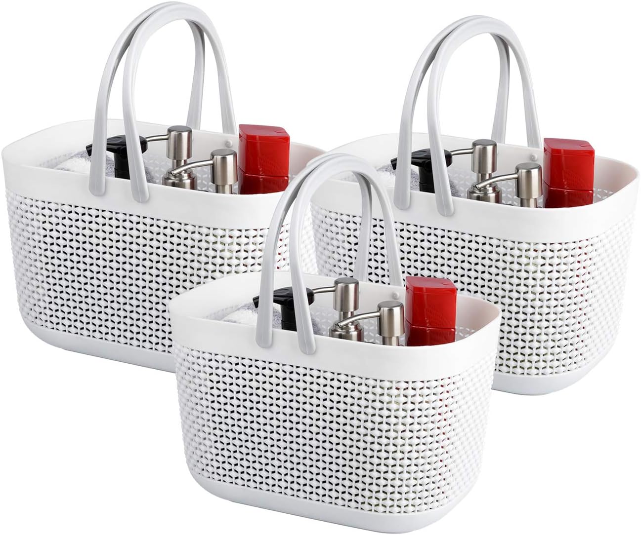 Cesta plástico asa organiz. ducha baño cocina set 3