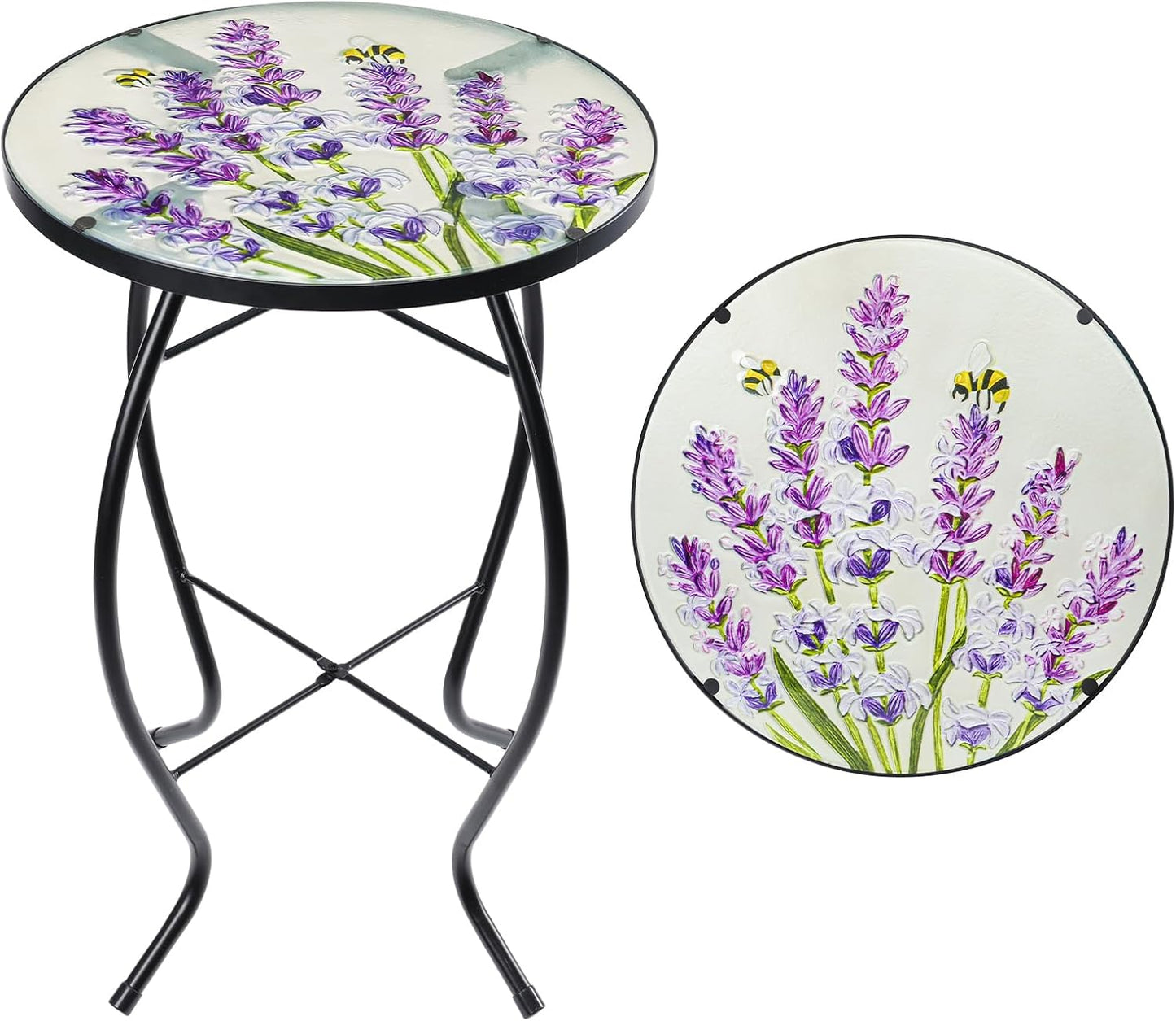 Mesa auxiliar redonda exterior cristal lavanda