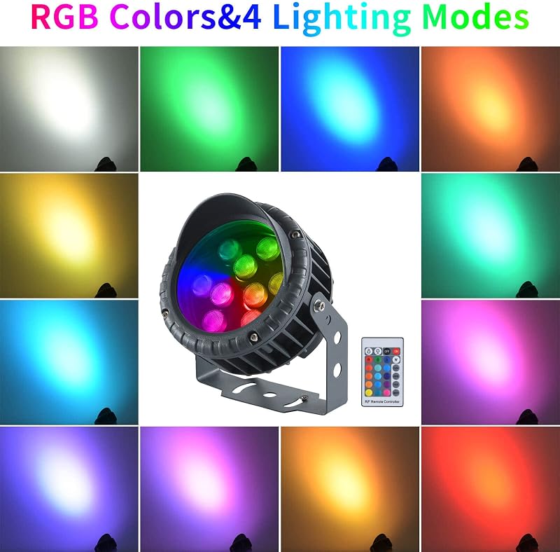 Lámpara LED RGBW jardín patio control remoto impermeable