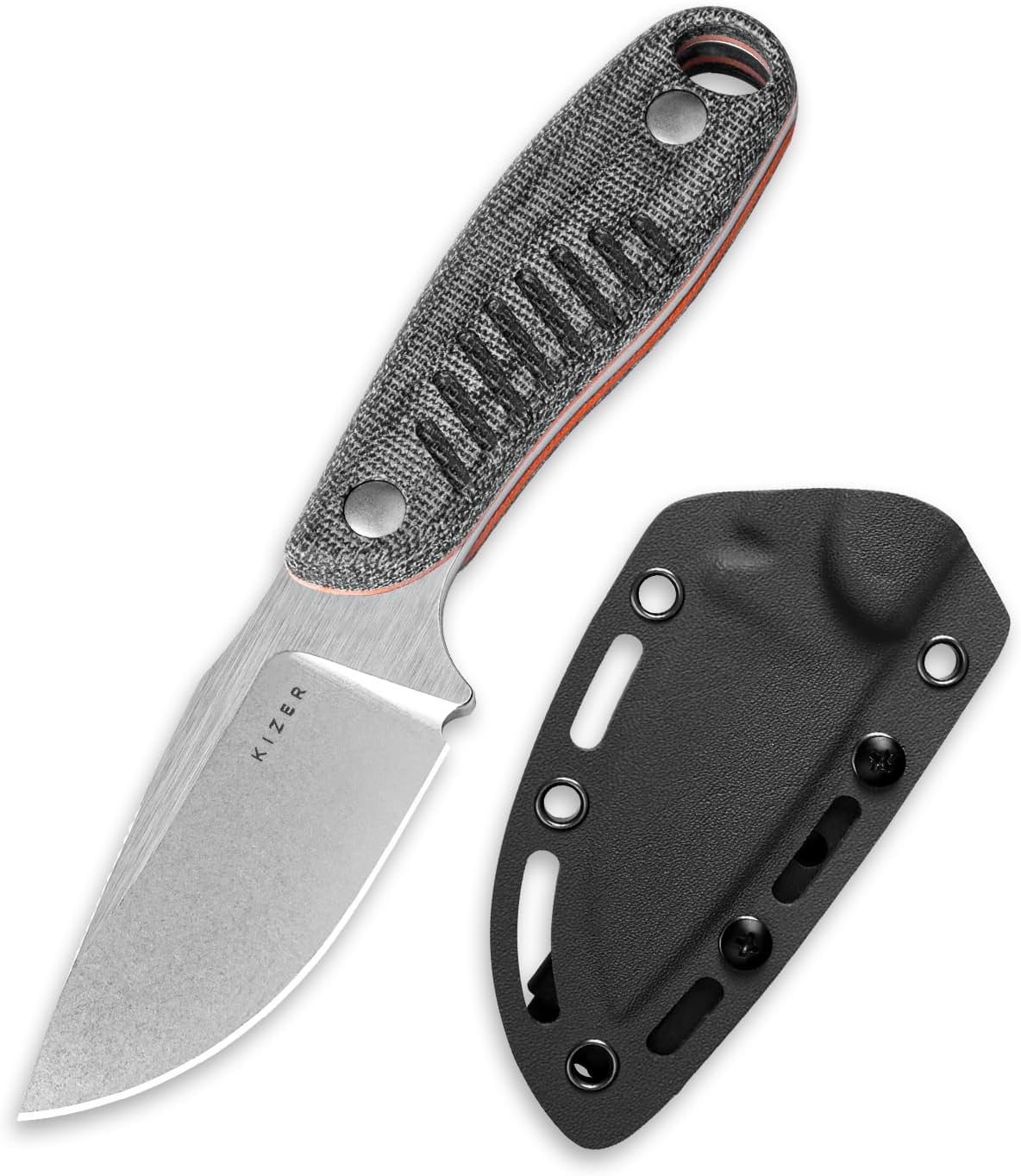 Cuchillo fijo Hare Nitro V mango Micarta negro G10 naranja