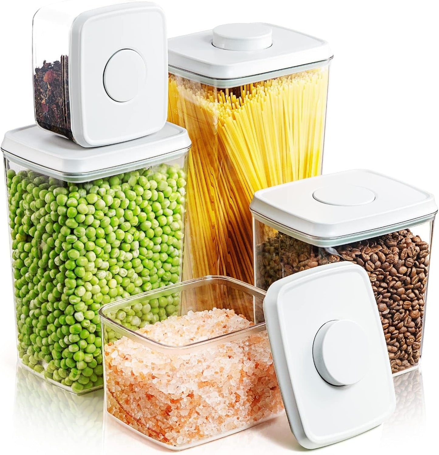 Set 5 Contenedores Alimentos Tapa Desplegable Transparente
