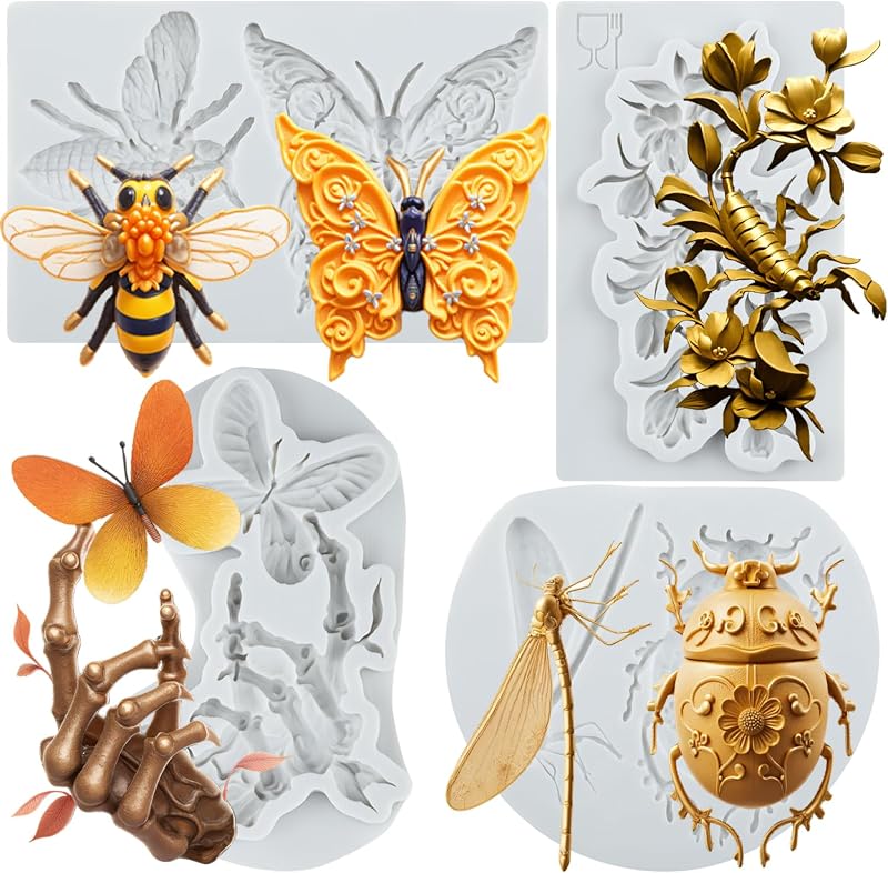 Moldes silicona fondant insectos decoración pasteles