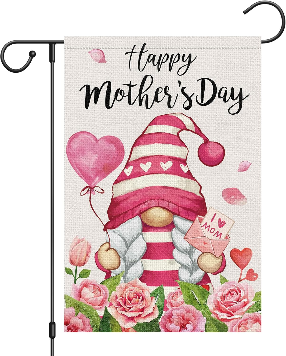 Bandera jardín gnomo 12x18" texto Mother's Day