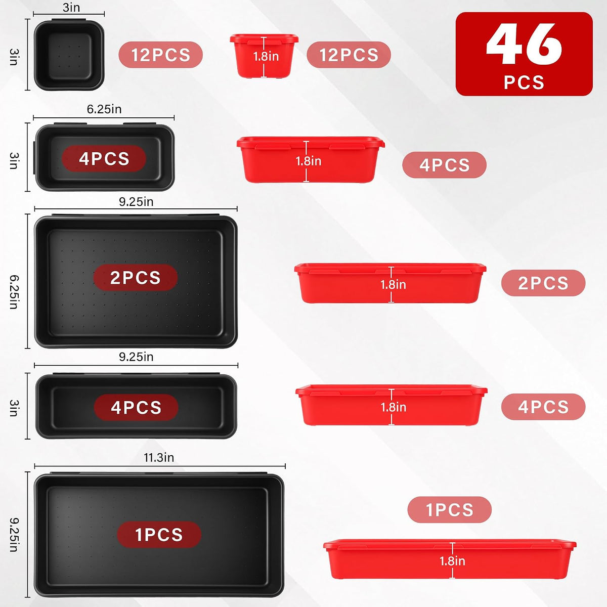 Caja herramientas 46 y 5 tamaños con bolígrafo magnético 15lb