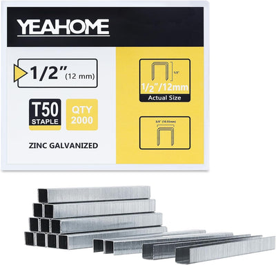 Grapas T50 galvanizadas 1/2pulg 2000uds para tapicería