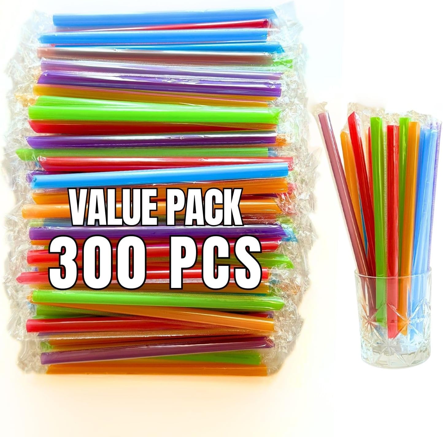 300 Pzas Pajitas Jumbo Plástico 210mm para Batidos