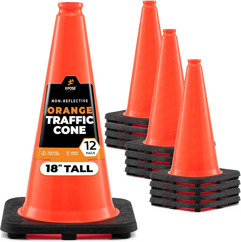 Conos tráfico naranja 18pulg pack 12 plástico PVC DOT