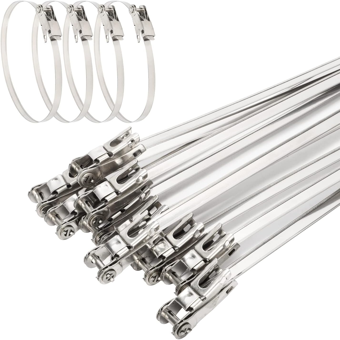 10 Bridas Metal 660lb 47pulg Cables Bloqueo Acero Inox 304