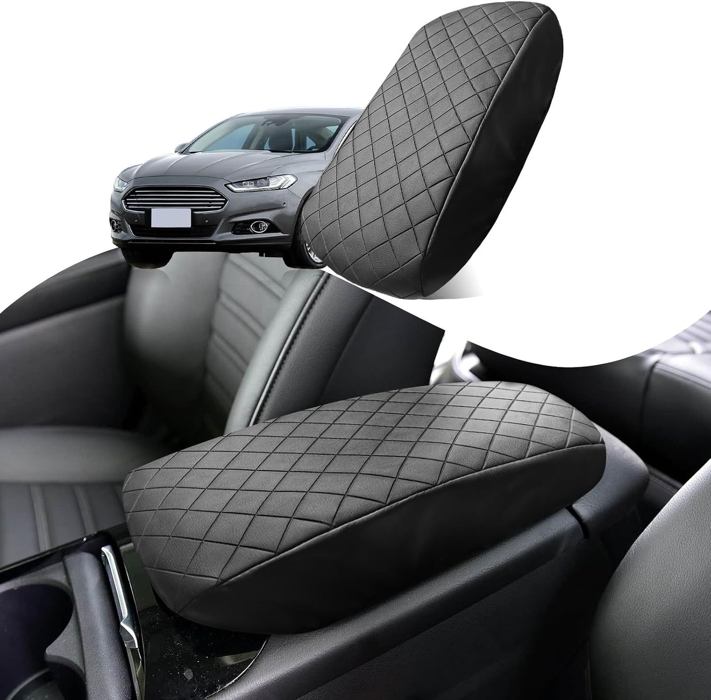 Funda consola Ford Fusion 13-16 cuero antiarañazos negro