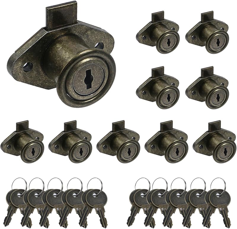 Cerradura gabinete bronce antiguo Dreeser pack 10