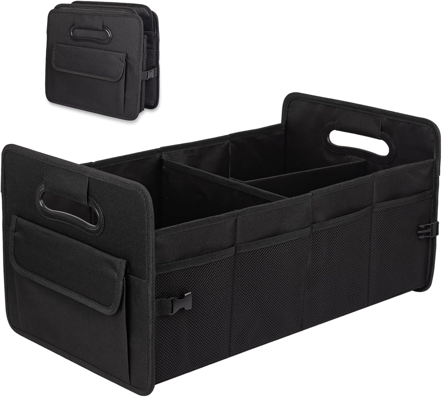 Organiz. maletero auto plegable múltiples compartimentos negro
