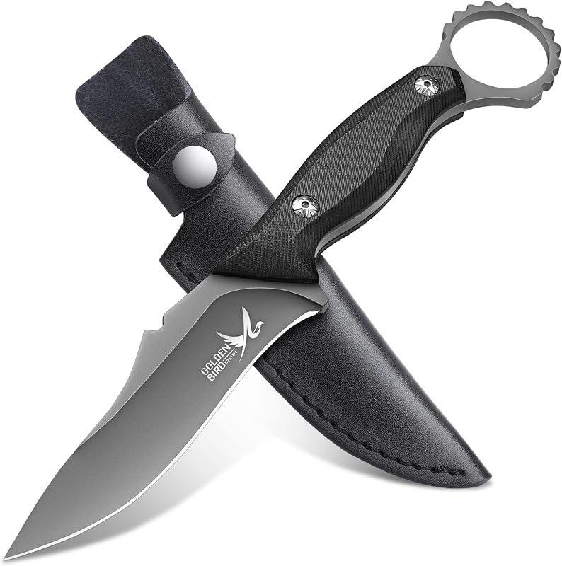 Cuchillo acero carbono 4.7pulg funda cuero ergonómico