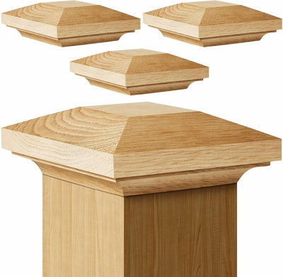 Kit 4 Unid. Postes Madera Roble Rojo Newel 3.5x3.5pulg
