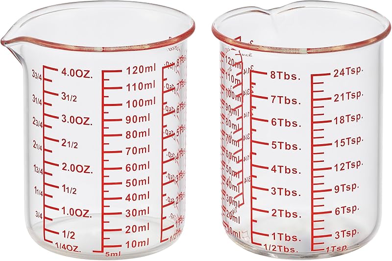 Taza medidora vidrio borosilicato 120ml 4oz set 2