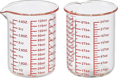 Taza medidora vidrio borosilicato 120ml 4oz set 2