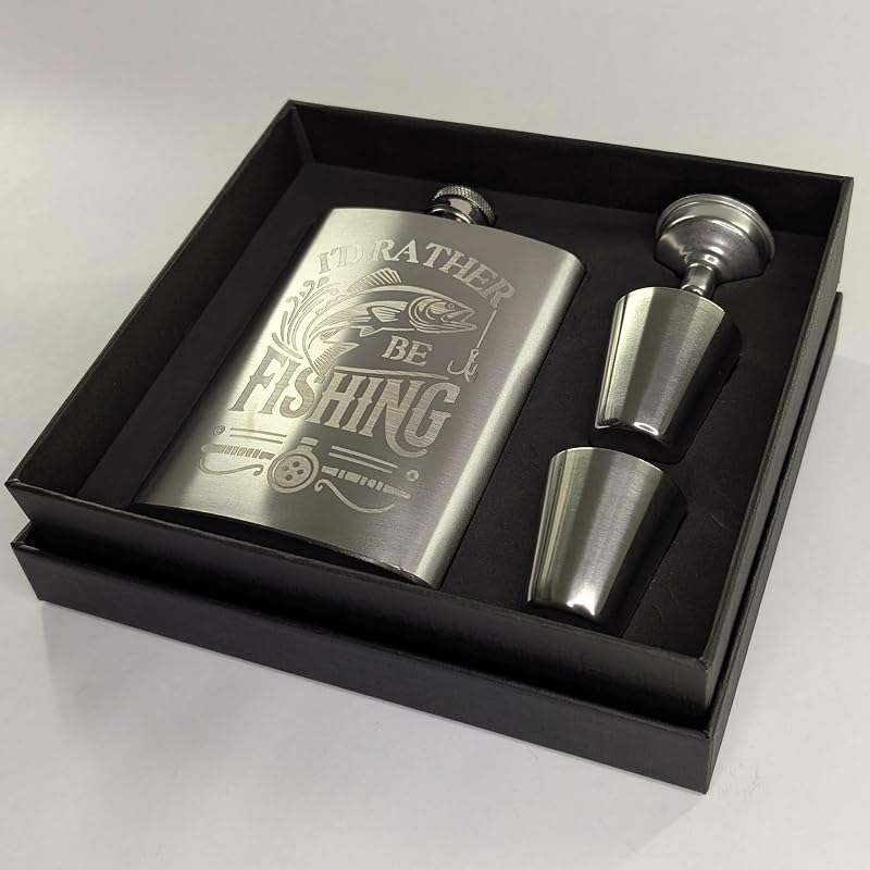 Juego botella pesca 2 vasos chupito embudo plateado