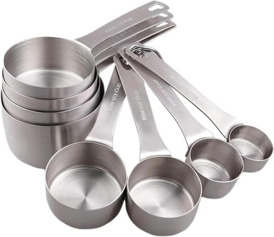 Set 8 Tazas Medidoras Acero Inox 18/8 para Cocina