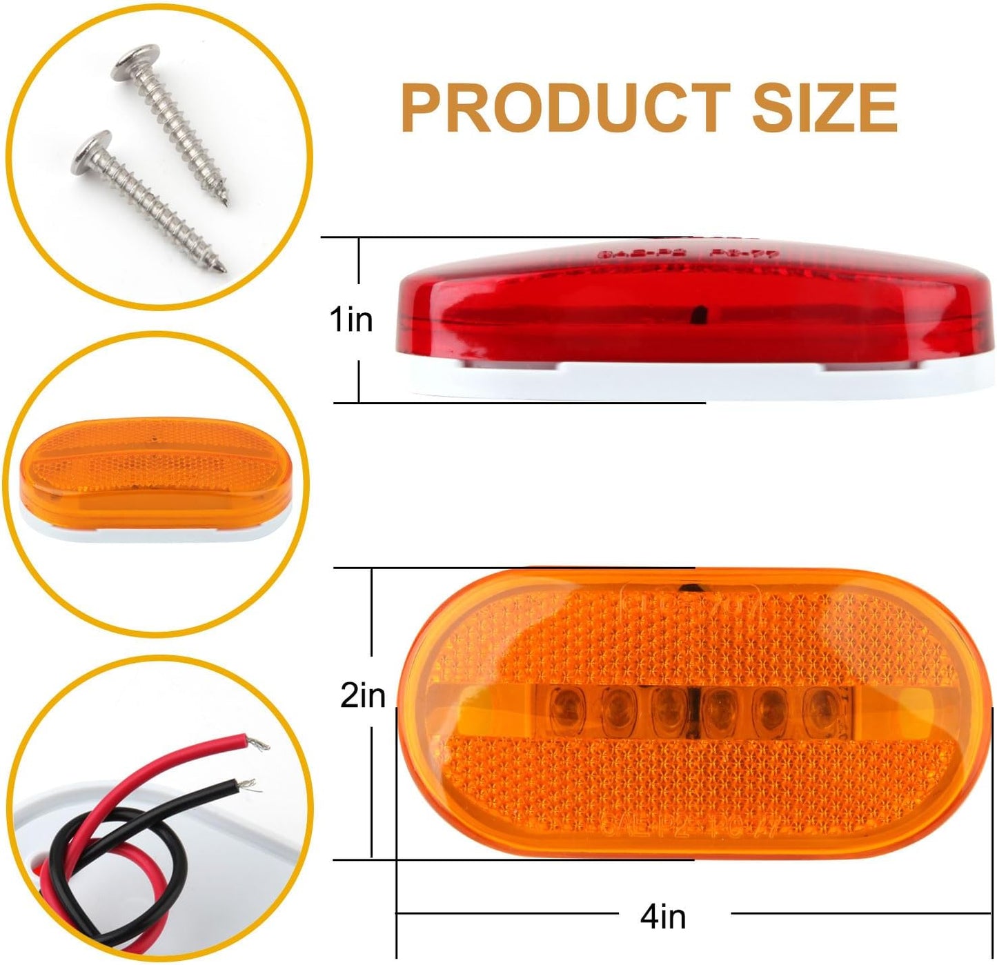 Luces LED gálibo remolque 4" 10 ámbar 10 rojas