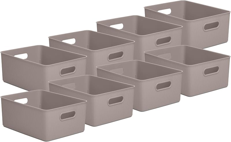 Cestas organizadoras plástico gris pardo 8 Uds 15L