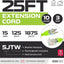 Cable extensión 10/3 25pies SJTW verde con extremo iluminado