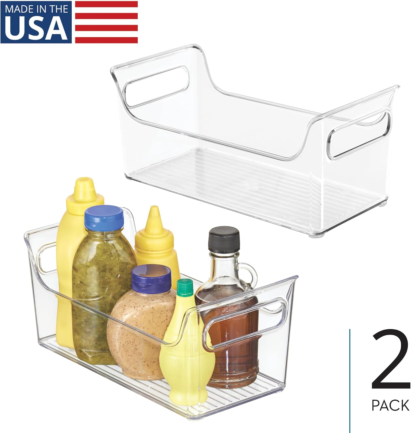 Organiz. condimentos plástico con asas set 2 transparente