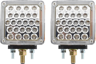 Luz LED pedestal doble cara cuadrada ámbar/perla roja
