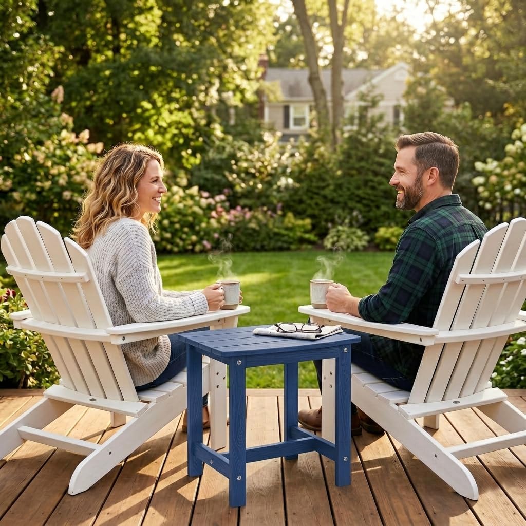 Mesa auxiliar Adirondack impermeable cuadrada azul marino