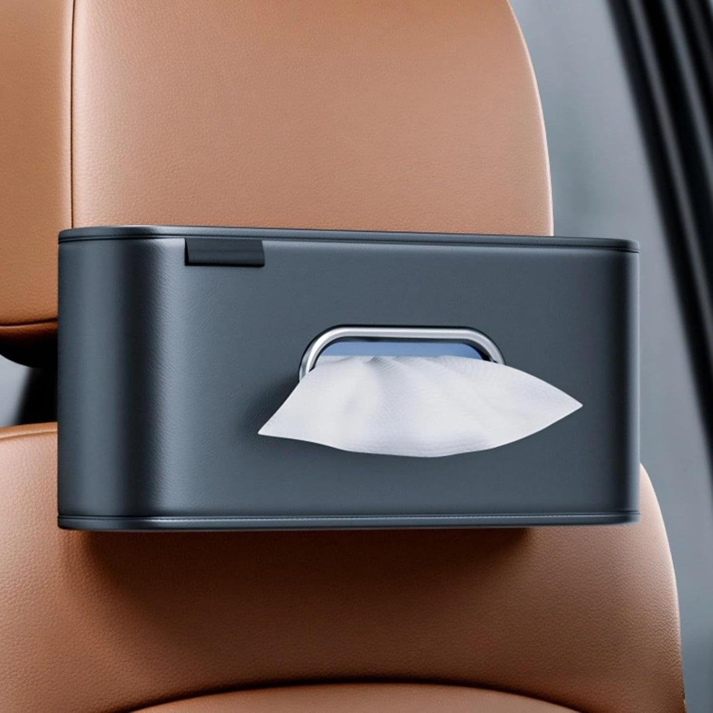 Soporte pañuelos coche piel sintética adaptador caja rectangular