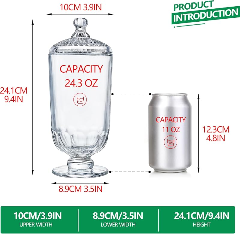Tarro vidrio transparente 24oz con tapa para dulces y bricolaje