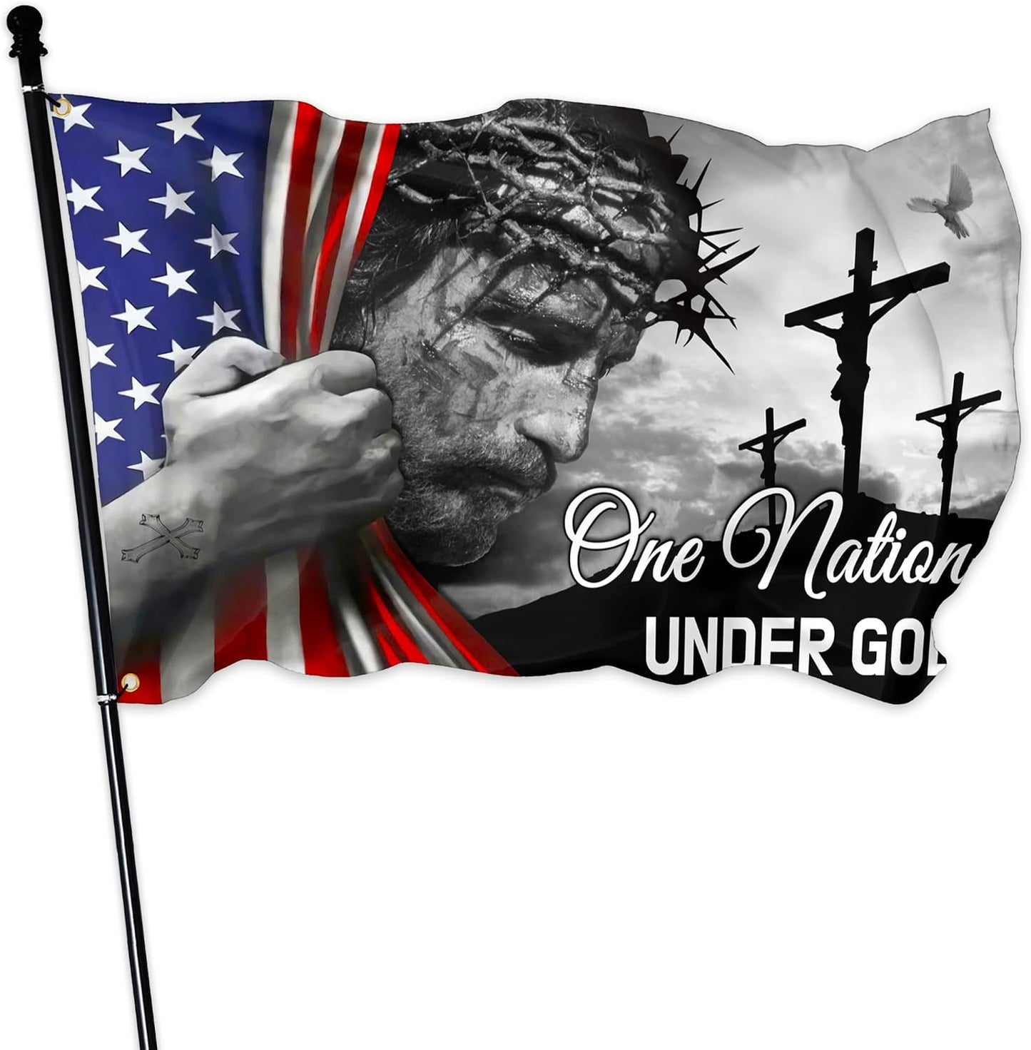 Banderas One Nation Under God 3x5ft para exteriores doble