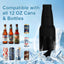 Soporte botellas 12oz acero inox 3en1 aislado camping negro