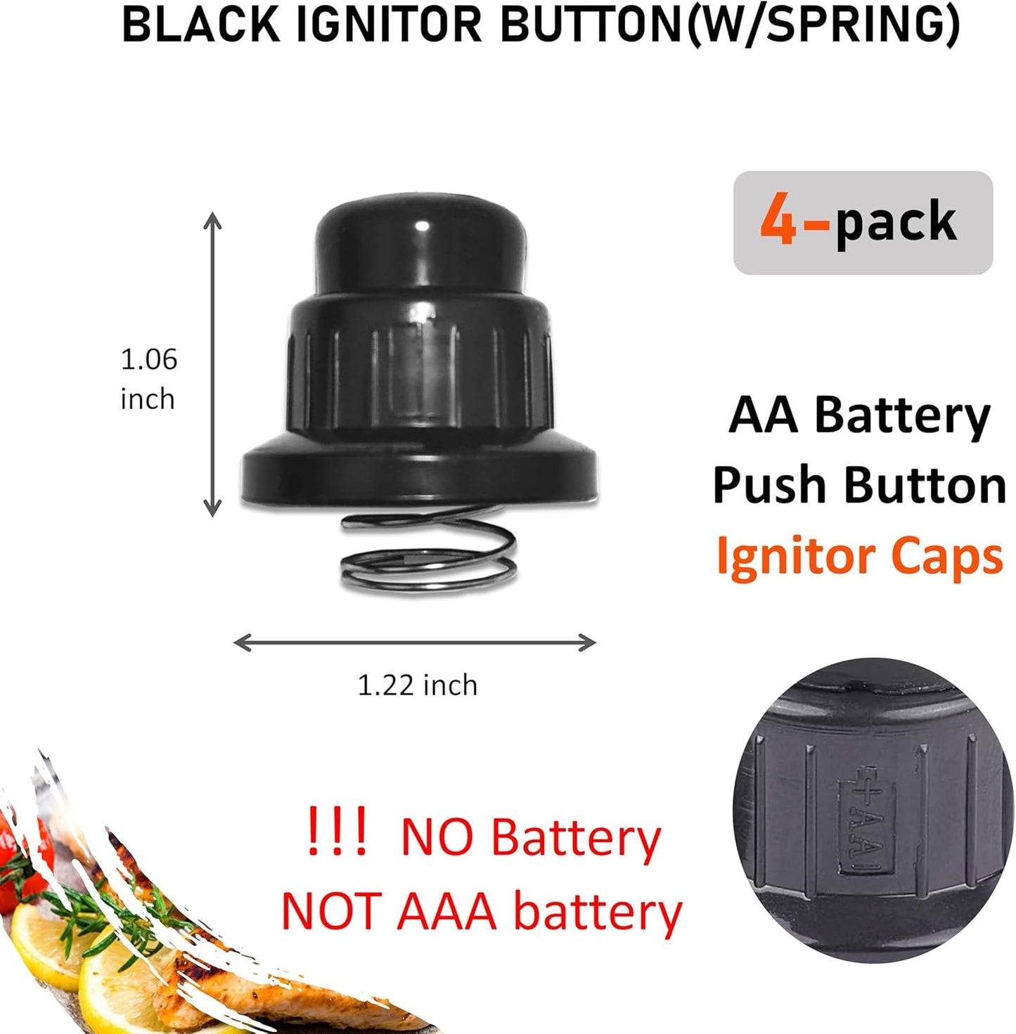 Botón encendido negro resorte parrilla Blackstone 36/28"
