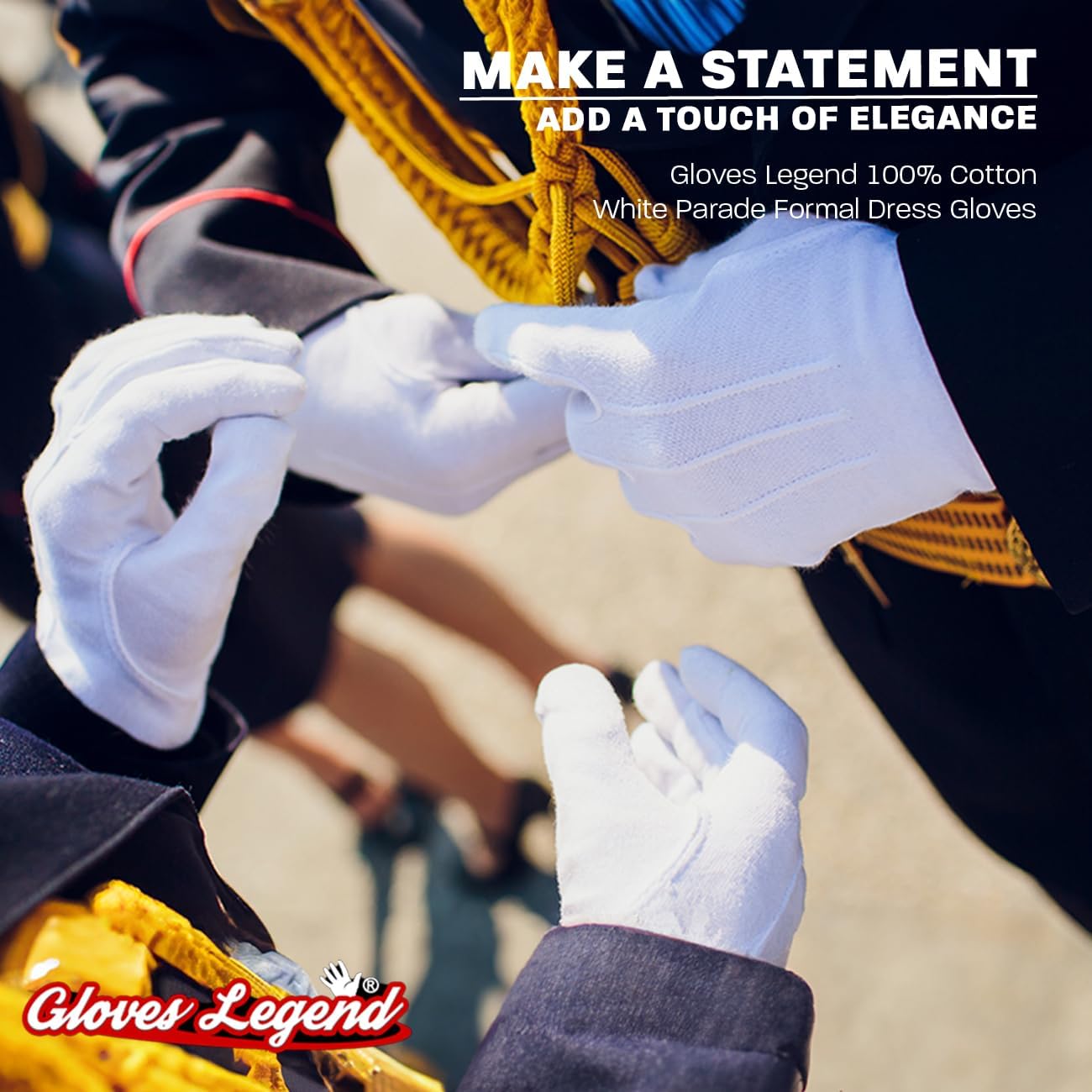 Guantes traje formal marcha desfile algodón blanco