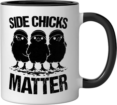 Taza cerámica Funny Mud Girl Run Side Chicks Matter Negro/Blanco
