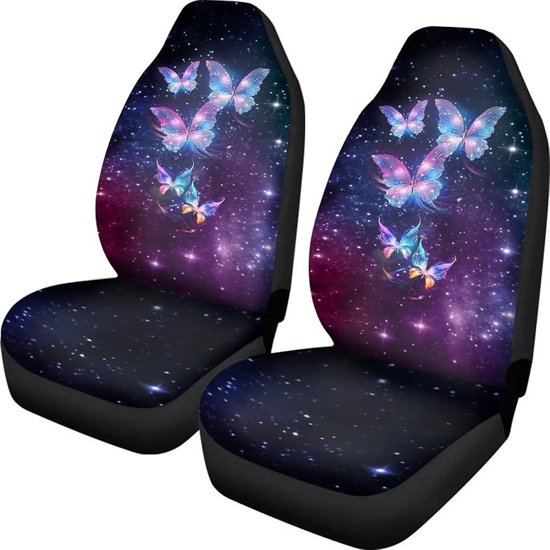 Set 2 fundas asiento automóvil diseño mariposa y galaxia