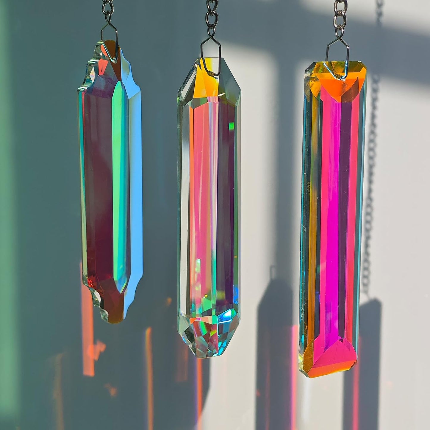 3 Prismas Cristal 5" Atrapasoles Colgantes Decoración