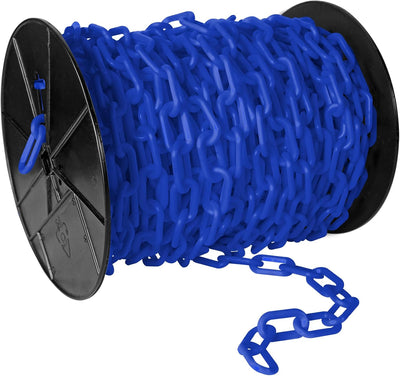 Carrete cadena plástica azul 2pulg 125pies