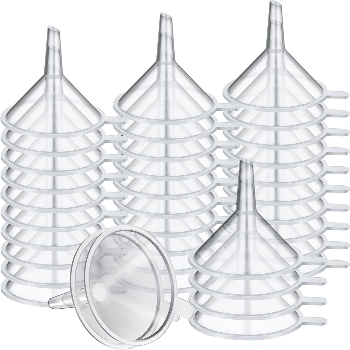 100 Mini Embudos Plástico Transparente para Botellas